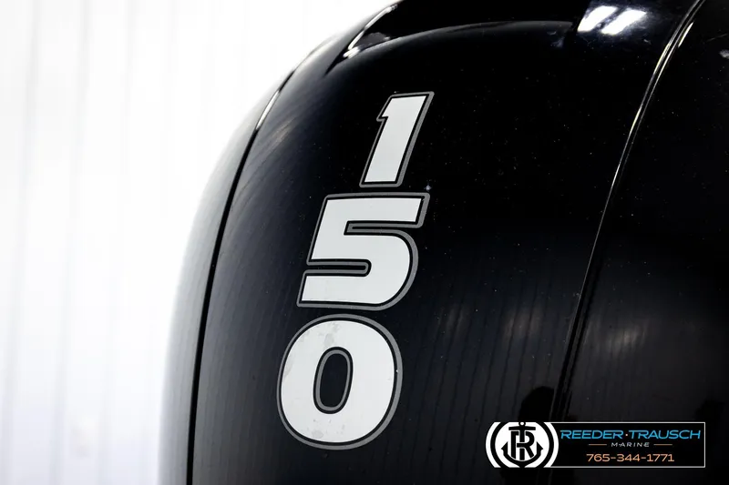 Slide: The Image of 2024 Avalon LSZ CRB boat engine with "150" horsepower label, Reeder-Trausch Marine branding. - 47