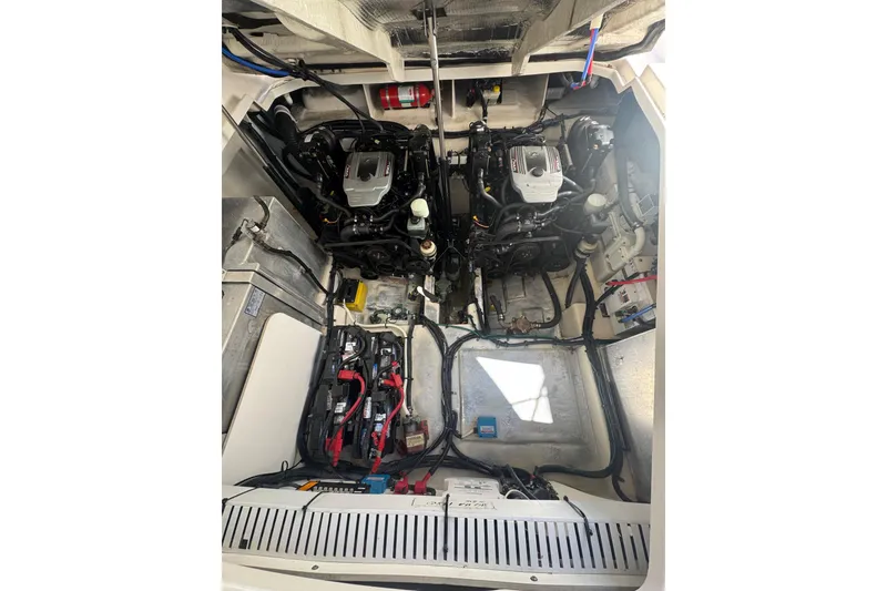 Slide: The Image of 2010 Searay 330 Sundancer boat with radar and satellite equipment on deck. - 50