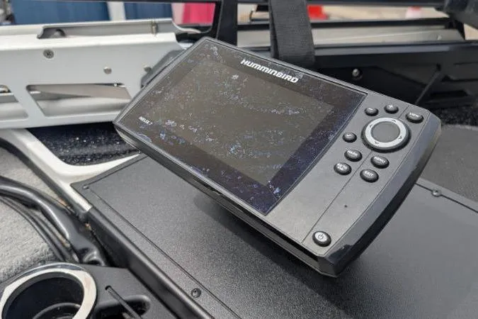 Slide: The Image of Fishfinder device on a 2020 Nitro Z18 boat dashboard. - 3