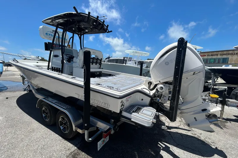 Slide: The Image of 2022 Pathfinder 2600 TRS boat on trailer, featuring Yamaha outboard motor. - 4