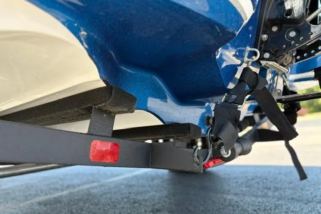 Slide: The Image of 2018 Nitro Z18 boat trailer hitch and straps, close-up view. - 40