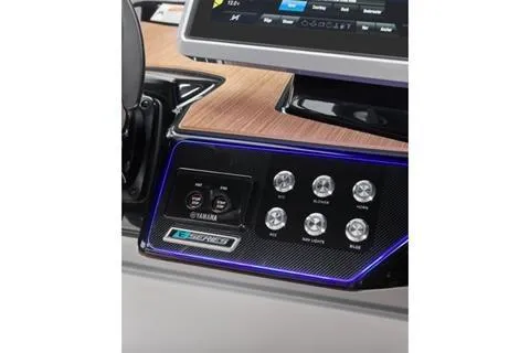 Slide: The Image of 2026 Yamaha Boats 222SE dashboard with control panel and digital display. - 3