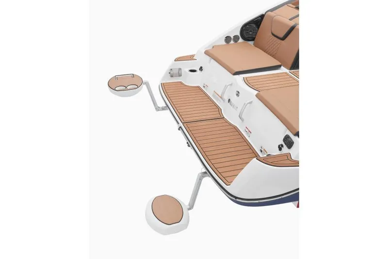 Slide: The Image of Manufacturer Provided Image: 2026 Yamaha Boats 222SE swim platform with tan seating and sleek design. - 7