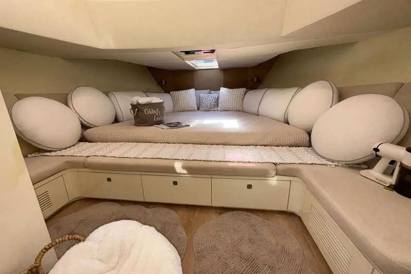 Slide: The Image of Luxurious 2015 CNM Continental yacht interior with cozy bedding and elegant decor. - 17