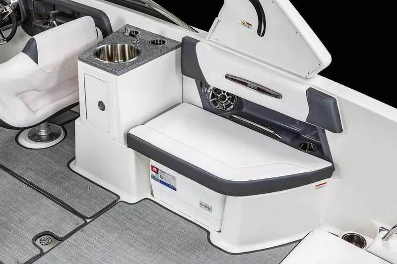 Slide: The Image of Manufacturer Provided Image: 2021 Chaparral 307 SSX boat interior with seating and storage. - 14