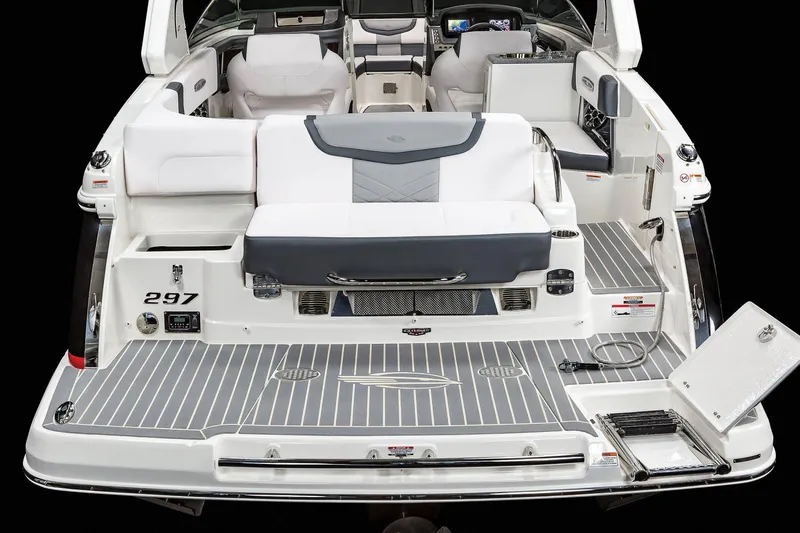 Slide: The Image of Manufacturer Provided Image: 2021 Chaparral 307 SSX boat interior with seating and swim platform. - 18