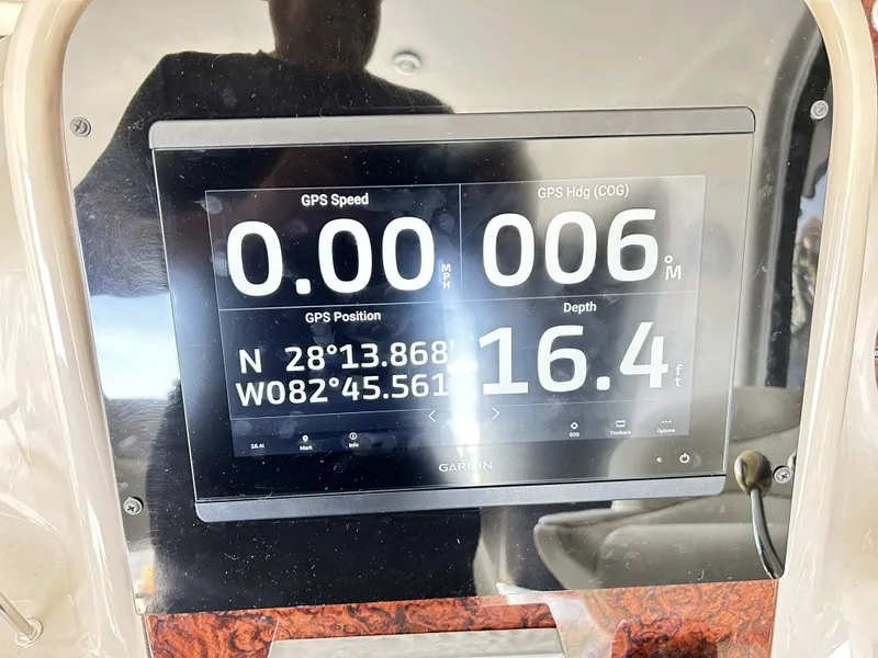 Slide: The Image of Garmin GPS display on 2003 Sea Ray 410 Express Cruiser. - 15