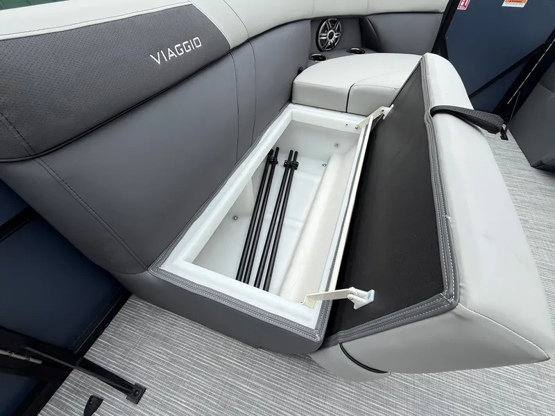 Slide: The Image of Viaggio Lago V 20C 2026 seat with open storage compartment. - 18