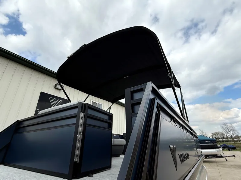 Slide: The Image of 2026 Viaggio Lago V 20C pontoon boat with canopy, side view. - 30