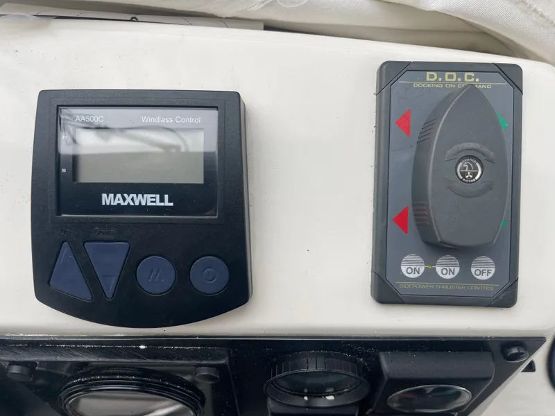 Slide: The Image of Control panel of 1992 Bayliner 38 Motoryacht with Maxwell Windlass and Thruster. - 12