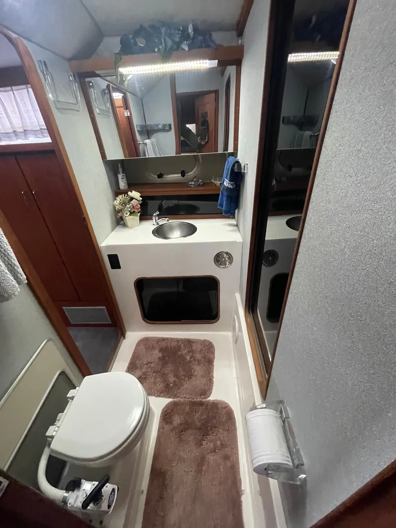 Slide: The Image of Interior view of a 1992 Bayliner 38 Motoryacht bathroom. - 31
