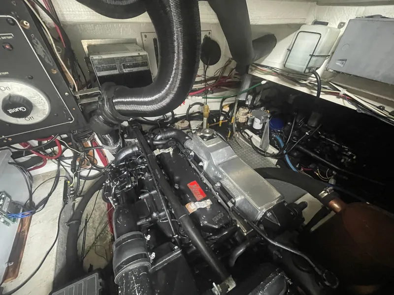 Slide: The Image of Engine room of 1992 Bayliner 38 Motoryacht with complex wiring. - 40