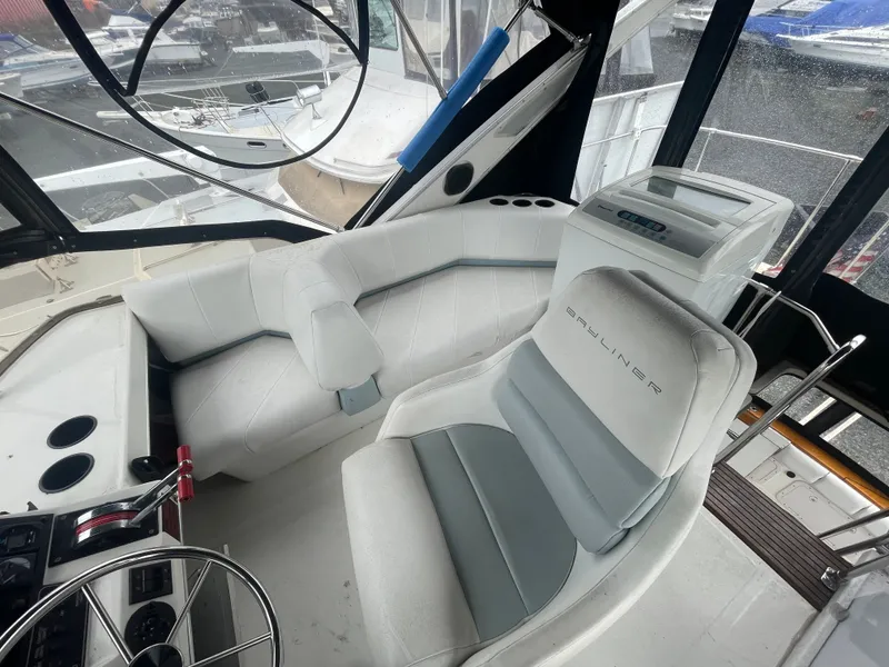 Slide: The Image of Interior of 1992 Bayliner 38 Motoryacht with helm station. - 7