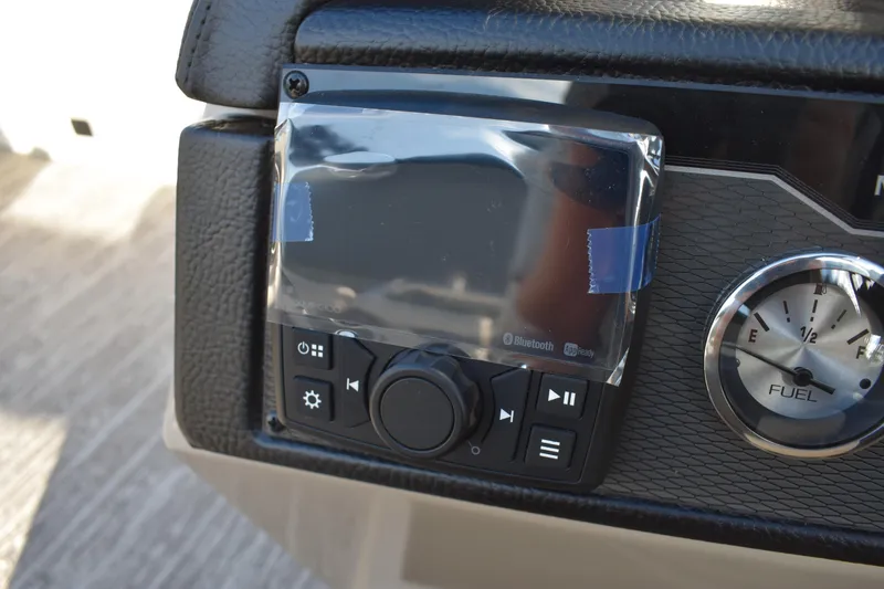 Slide: The Image of 2026 Montego Bay 8522 BR DLX dashboard with Bluetooth stereo and fuel gauge. - 16