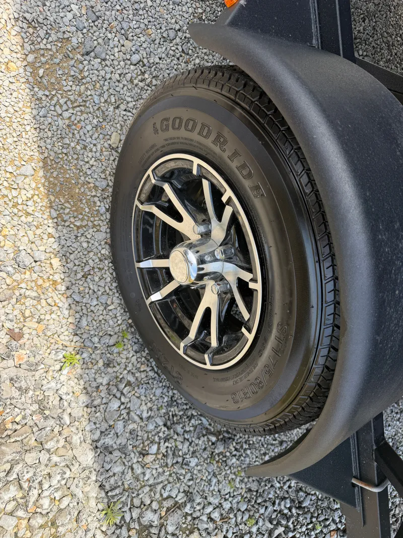 Slide: The Image of Close-up of a Goodride tire on a 2024 G3 Sportsman 1810sc trailer. - 17
