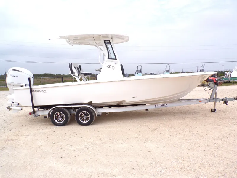 Slide: The Image of 2026 Tidewater 2500 Carolina Bay boat on trailer. - 17