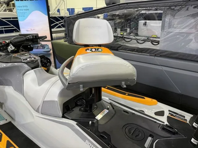 Slide: The Image of 2026 Sea-Doo FISH PRO jet ski with seat and controls. - 8