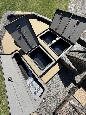 Slide: The Image of 2026 Xpress Hyper-Lift Bass H18 boat with storage compartments. - 12