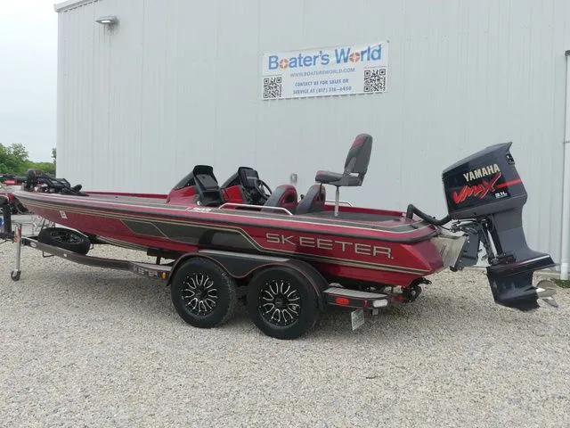 Slide: The Image of Red 2000 Skeeter ZX202 boat with Yamaha engine. - 5