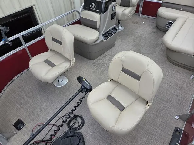 Slide: The Image of Interior of 2025 Sun Tracker Bass Buggy 16 XL Select with beige seats. - 14
