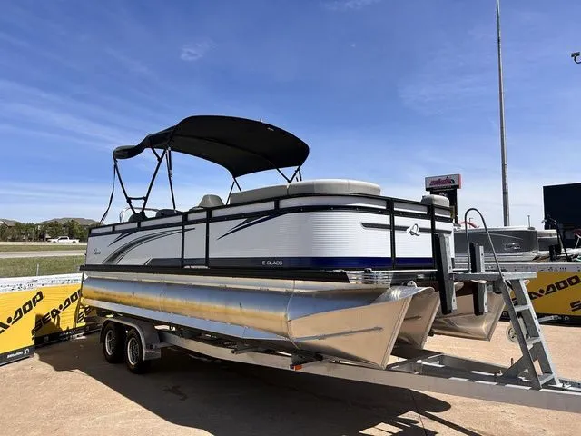 Slide: The Image of 2022 Qwest Pontoons 822 LT on trailer, side view. - 6