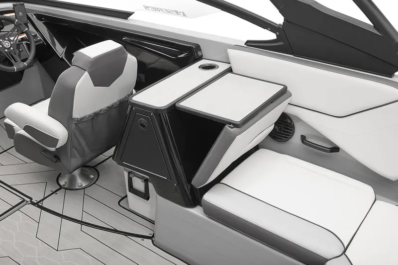 Slide: The Image of Manufacturer Provided Image: 2026 Yamaha Boats 252XE interior with sleek seating and modern dashboard design. - 6