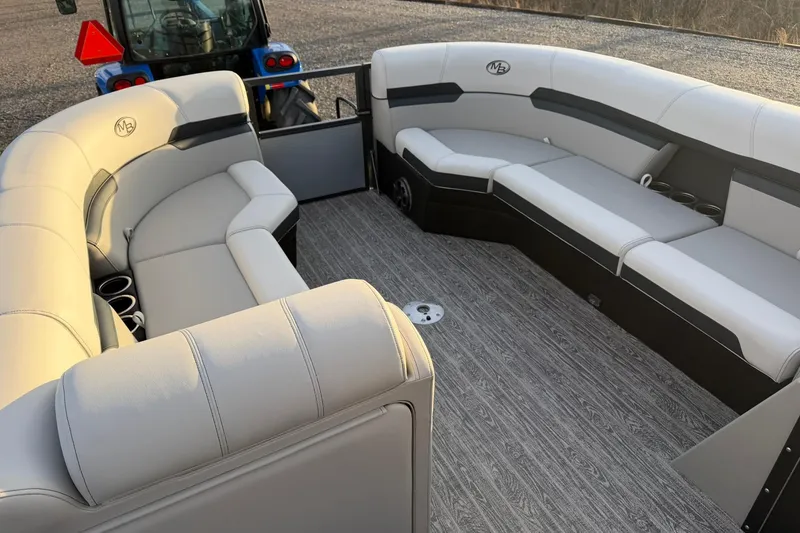 Slide: The Image of Luxurious seating on 2026 Montego Bay ST8524 SB DLX pontoon boat with modern design. - 14