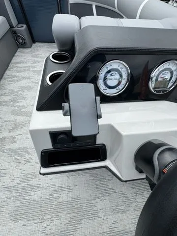 Slide: The Image of Dashboard of 2025 Crest Classic 220 SLRC with modern gauges. - 12