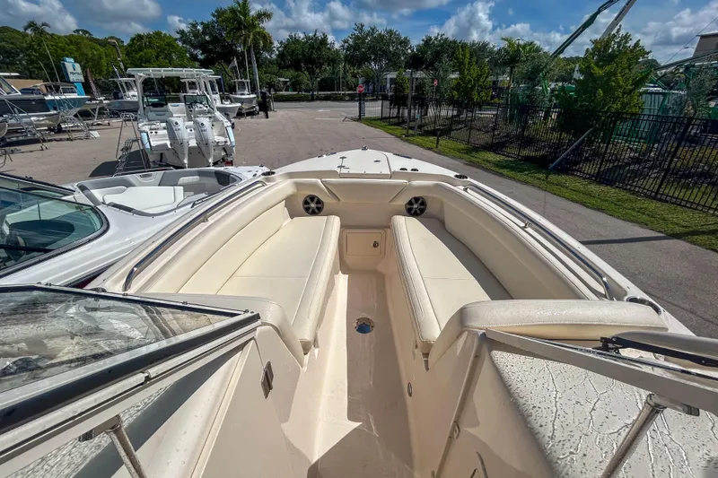 Slide: The Image of 2019 Grady-White Freedom 275 boat interior with spacious seating and sleek design. - 10