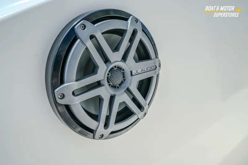 Slide: The Image of JL Audio speaker on 2016 Pursuit C 260 Center Console boat. - 25