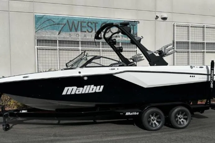 The Image of 2025 Malibu Wakesetter 23 MXZ boat on trailer at West Coast dealership. - 0