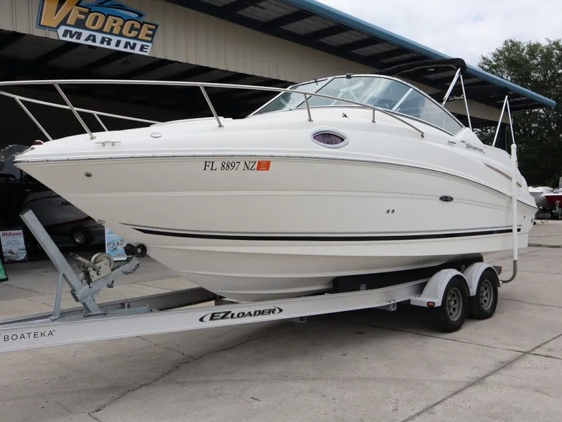 Slide: The Image of 2008 Sea Ray 240 Sundancer on trailer at VForce Marine. - 6