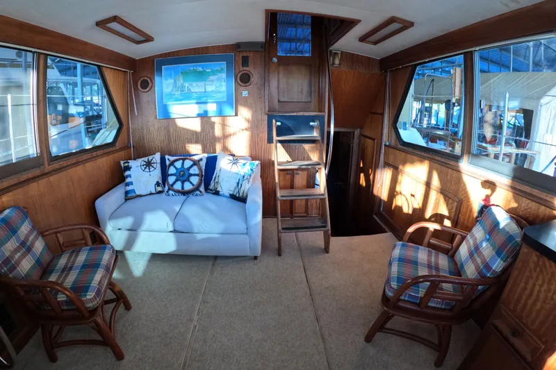 Slide: The Image of Interior of 1976 Hatteras 38 Double Cabin with nautical decor. - 11