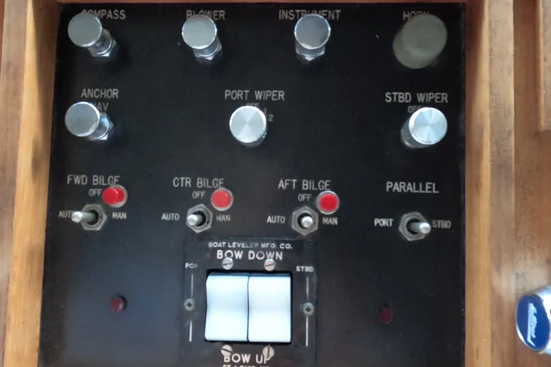Slide: The Image of Control panel of 1976 Hatteras 38 Double Cabin. - 19