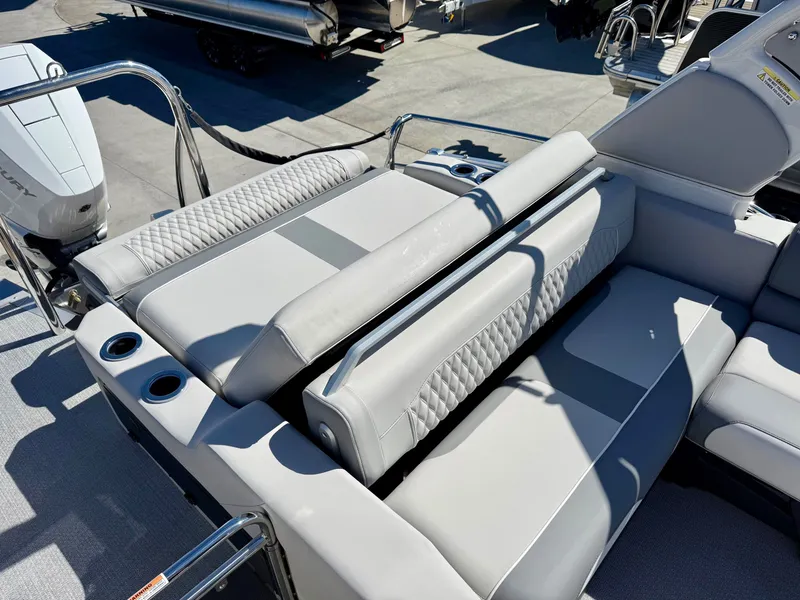 Slide: The Image of Luxurious seating in Avalon Excalibur LTD Flex Lounge boat, 2026 model. - 10