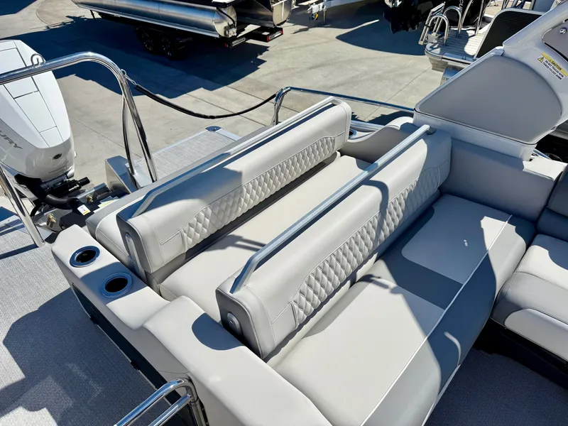 Slide: The Image of Luxurious seating in Avalon Excalibur LTD Flex Lounge 2026 boat. - 12