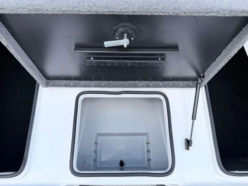 Slide: The Image of Triton 18X2 2008 boat hatch with storage compartment and gas strut. - 10