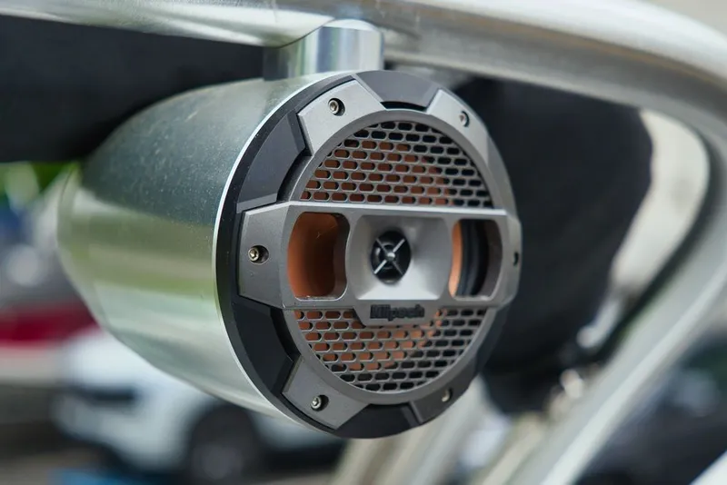 Slide: The Image of Close-up of a speaker on a 2022 MasterCraft NXT22 boat. - 20