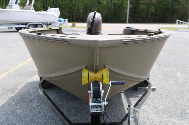 Slide: The Image of G3 Outfitter V187 T boat on trailer, front view, 2026 model. - 10