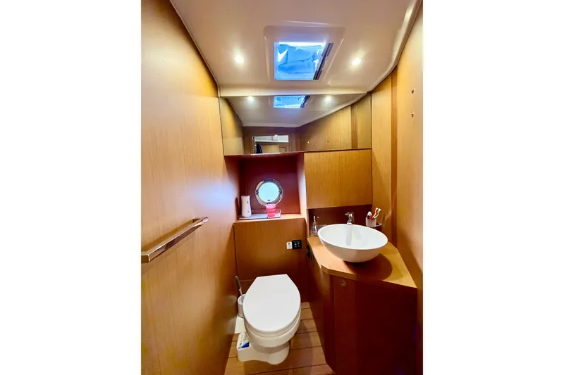 Slide: The Image of Modern bathroom interior of 2021 Beneteau Swift Trawler 41 Fly yacht. - 42