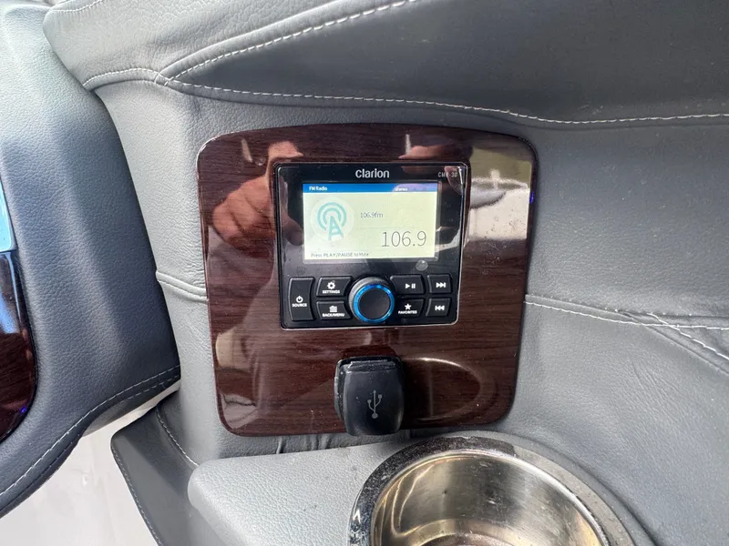 Slide: The Image of 2023 Chaparral 287 SSX boat audio system with Clarion control. - 15