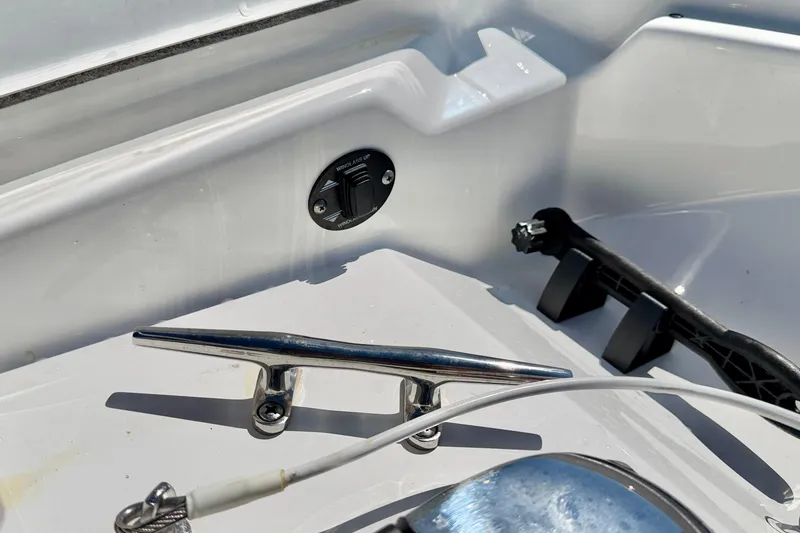 Slide: The Image of 2023 Blackfin 272 DC boat deck with cleat and windlass control. - 44