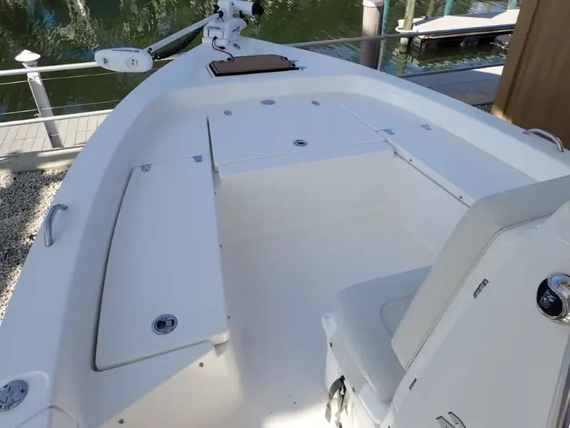 Slide: The Image of Interior view of a 2018 Pathfinder 2200 TRS boat at dock. - 5