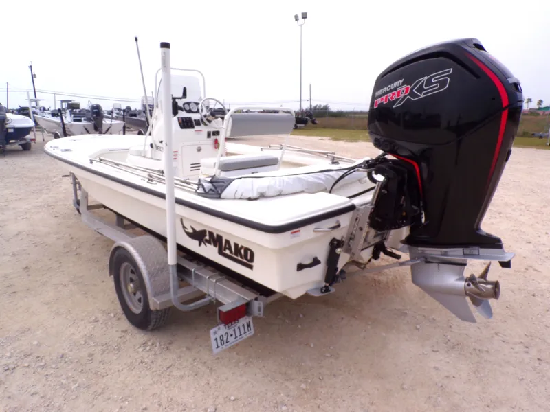 Slide: The Image of 2022 Mako 18 LTS boat with Mercury Pro XS engine. - 19