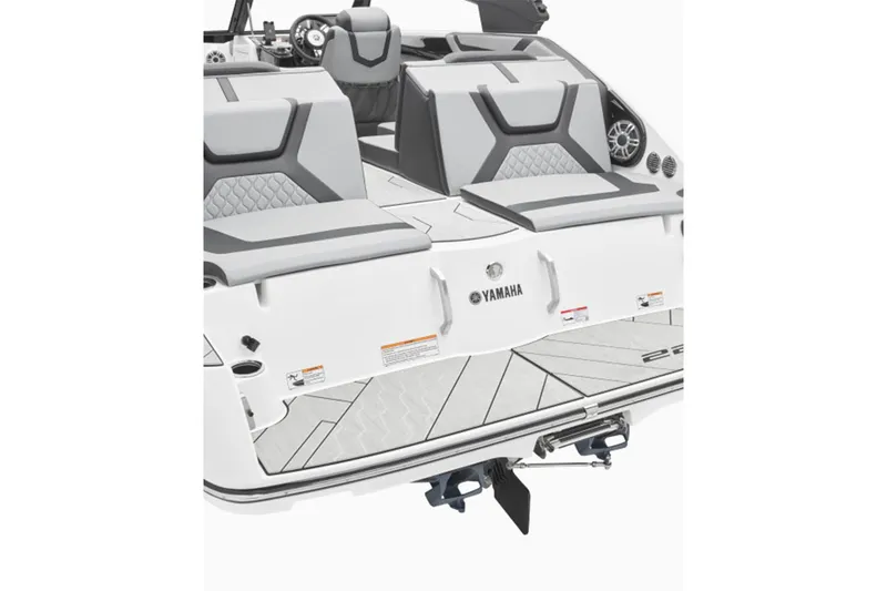 Slide: The Image of Rear view of 2026 Yamaha Boats 222XD with gray seating. - 4