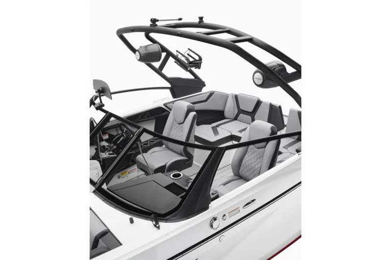 Slide: The Image of Interior view of 2026 Yamaha Boats 222XD with modern seating. - 5