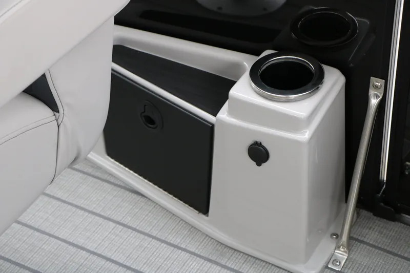 Slide: The Image of Interior of 2026 Sylvan L3 RLZ Tri Toon with cup holder. - 41