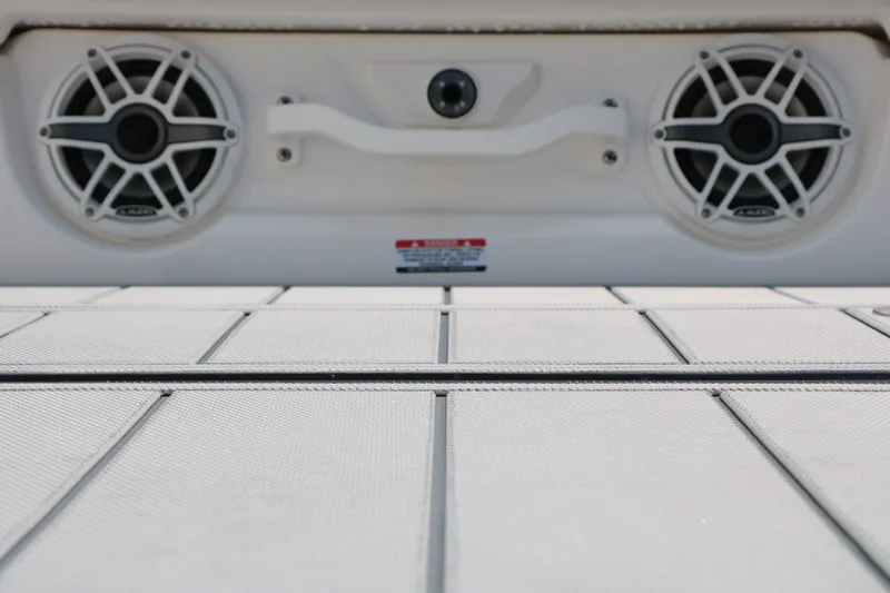 Slide: The Image of Chaparral SSX 8 2026 boat with speakers and deck. - 18