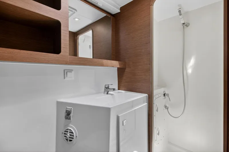 Slide: The Image of Modern bathroom interior of 2018 Lagoon 42 yacht with sink and shower. - 50