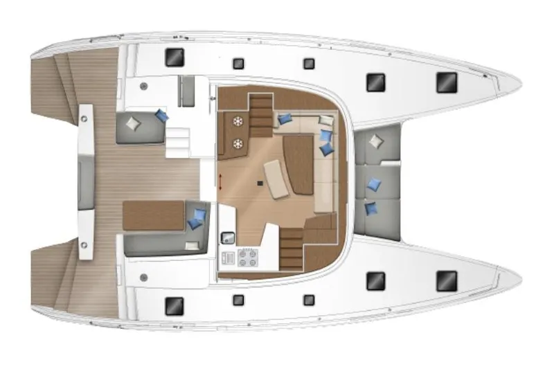 Slide: The Image of Floor plan of a 2018 Lagoon 42 catamaran, showcasing spacious interior layout. - 64